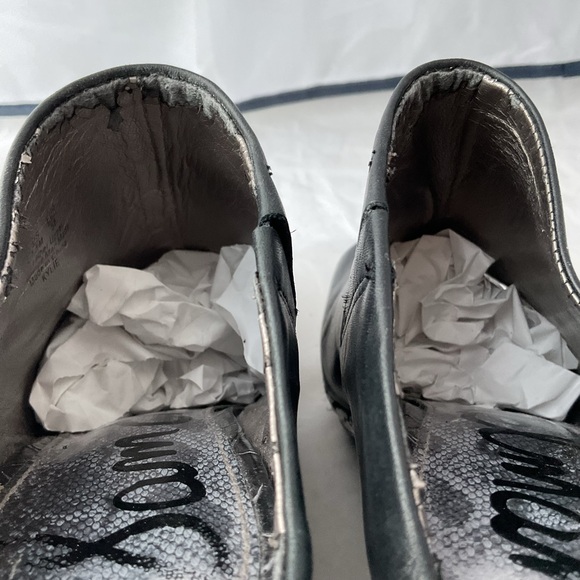 Sam Edelman Kylie Wedge Mules Black Leather Peep Toe Heels Women’s Size 7.5 - Picture 7 of 14